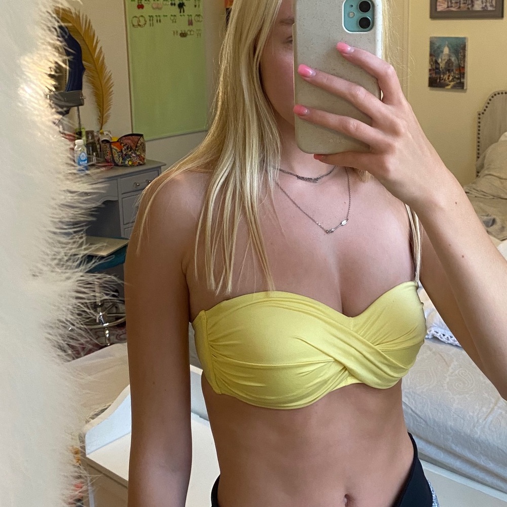 Yellow bandeau bikini top